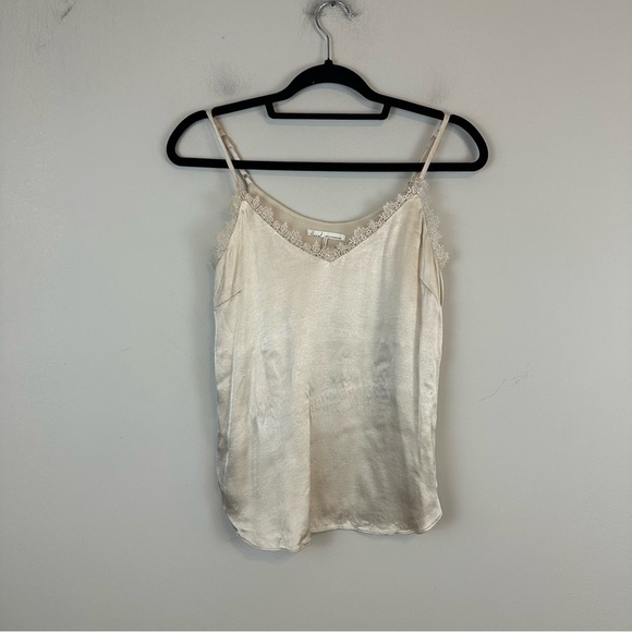 Floreat Anthropologie | Lace Trim Satin V-Neck Cami Top Size XS - Picture 1 of 5